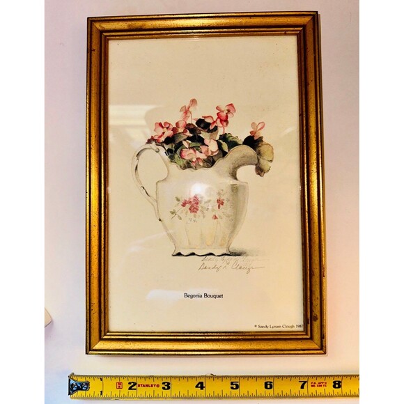 Framed and Signed Begonia Bouquet Sandy Lyman Clough Art Print - Picture 4 of 4